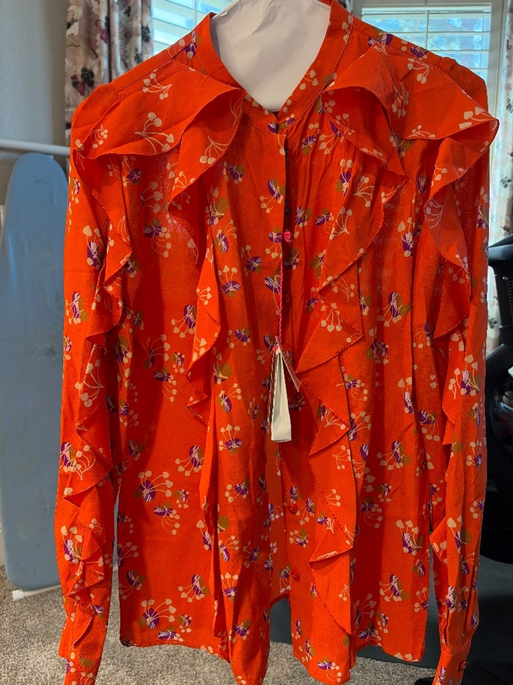 See by Chloe Orange Ruffle Shirt